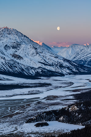 Sunrise/Moonset_Slims River Valley_Kluane National Park 1